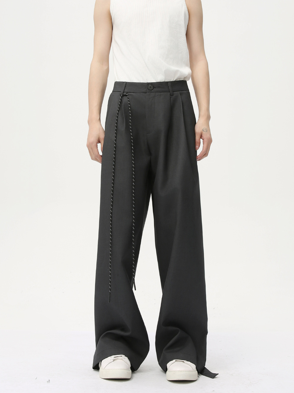 MTLCLOTHES Hombres| Nueva sensación de alto nivel estereoscópico hombro ancho ligero cojín de hombro abrigo recto pantalones casuales