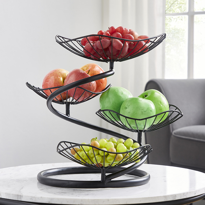 Plato de frutas de hierro forjado gancho de plátano sala de estar casera canasta de frutas de lujo ligera mesa de comedor dulces bocadillos plato