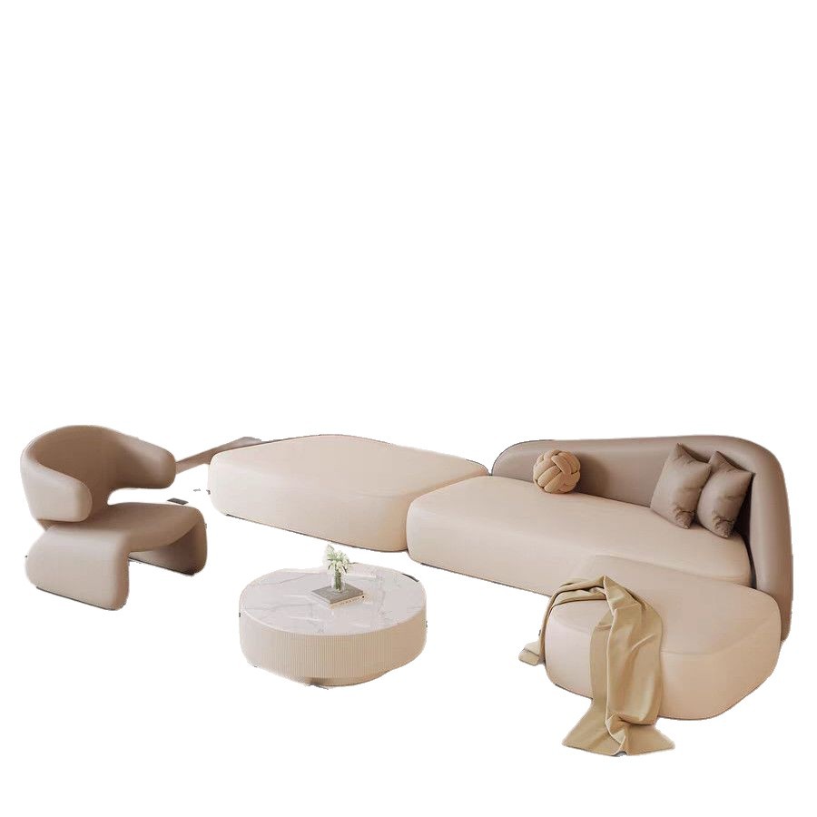 sofá de recepción de lujo ligero de esquina curva de forma especial sala de estar sala de salón de belleza de lujo ligero sala de estar combinación de sofá de recepción