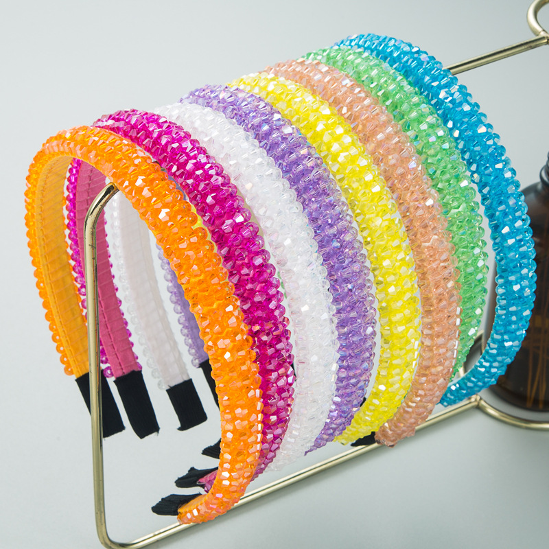 Fashion Fish Line Braided String Crystal Face Wash Headband display picture 2