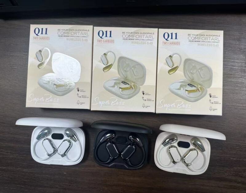 国境を越えた売れ筋 Q11 耳掛け式骨伝導ヘッドフォン OWS 電気メッキ外観 HD デジタル ディスプレイ超長バッテリー寿命オープンタイプ|undefined