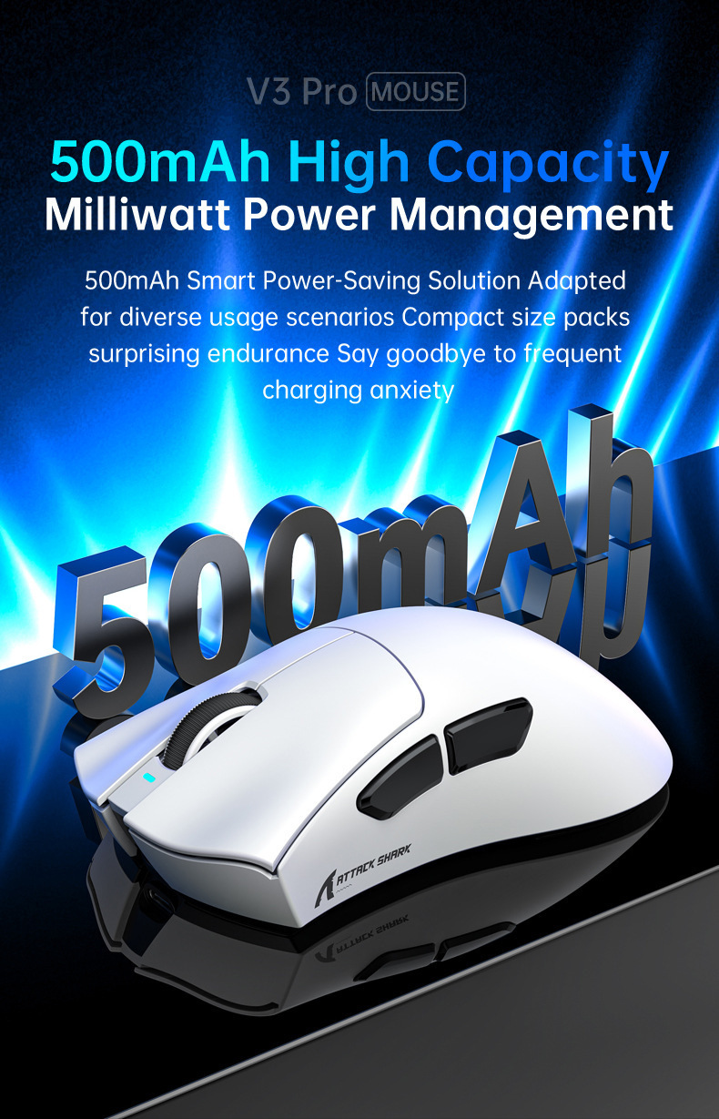 AttackShark V3PRO Mouse, Lightweight, Video Game, The Third Mock Examination, Wireless Bluetooth, RGB Seat, Rechargeable_voghion.com