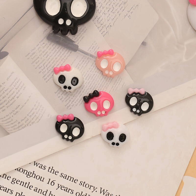 Halloween Skull small size Mini Resin Nail Art Accessories Wear Nail Nail Stickers Hairpin Handmade DIY Accessories