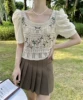 Apricot color short sleeve 1901