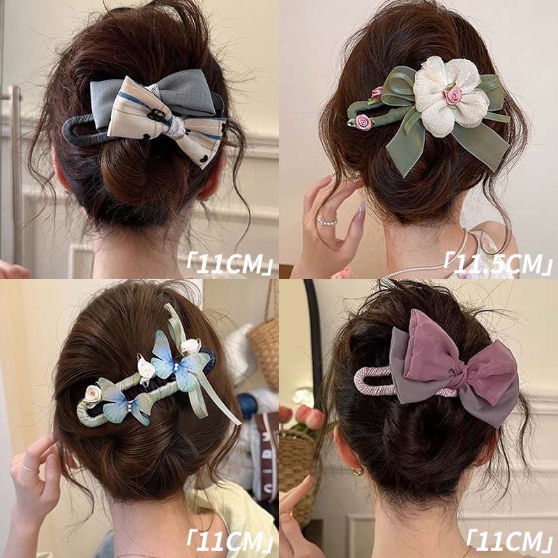 Spring and Summer Contrasting Color Bow Hairpin for Women's Back of the Head 2025 New Elegant Large Plate Hair Duckbill Clip Headwear Hair Accessories