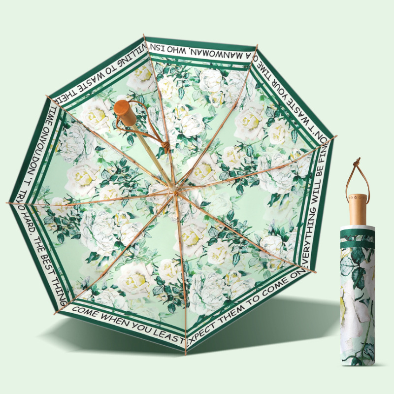 Retro Titanium Uv Protection Folding Sun Umbrella For Rain Or Shine_voghion.com