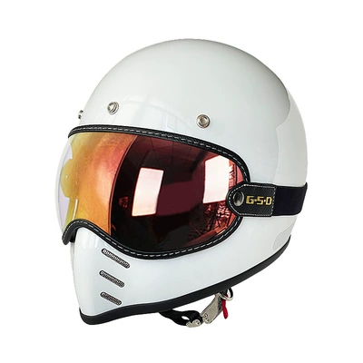Helmet Full-Face Electric Motorcycle Helmet for, Motosiklet kaskı (dəbilqə) - ivory-white-colored-mirror-m55-56