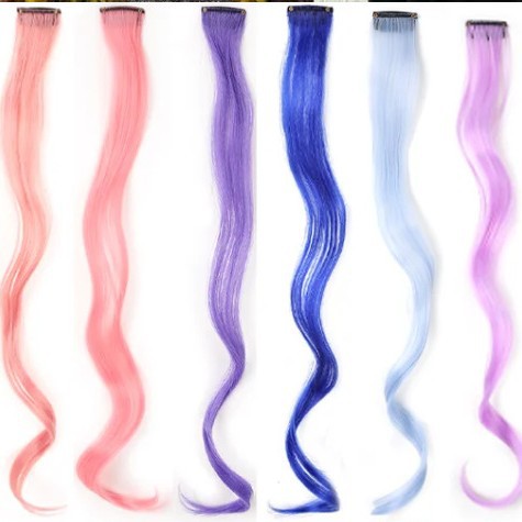 Purple High-Temperature Fiber Wig Curly Hair Clip Synthetic Hairpiece Colorful Hair Extensions Bb Clip Gradient Highlights Hair Extensions