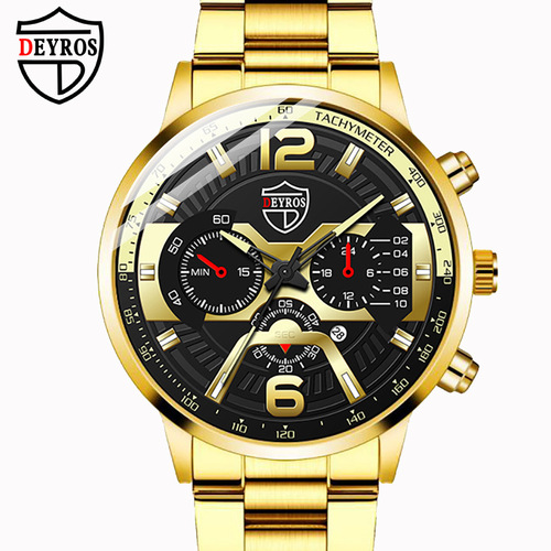 DEYROS cross-border men's fashion calendar watch men's Korean version student watch stainless steel quartz watch for men