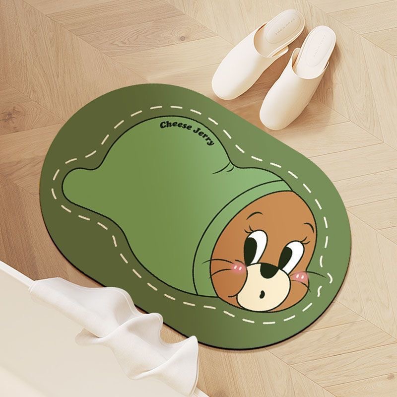 Baño doméstico absorción de agua almohadilla de pies de dibujos animados de forma especial almohadilla de suelo de barro de diatomeas secado rápido se puede cortar almohadilla de pies de puerta de baño
