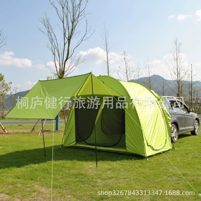 rear tent, Avtomobil dam çadırları - individual-light-green-silver-coated-bedroom-and-one-living-room-double