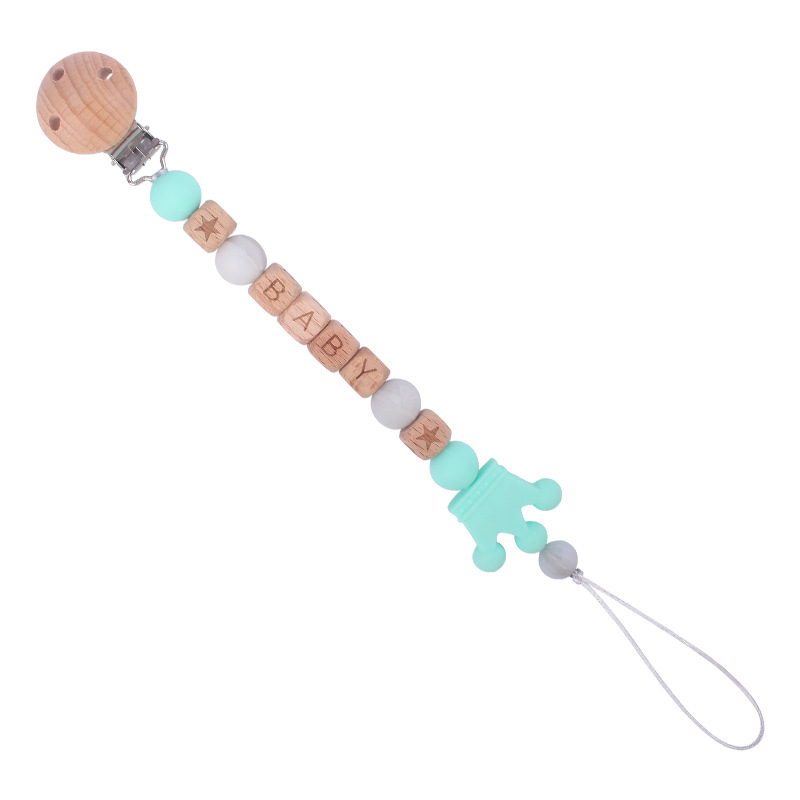Bebé suministros Beech chupete clip DIY bebé nombre creativo de silicona corona chupete cadena anti-gota cadena