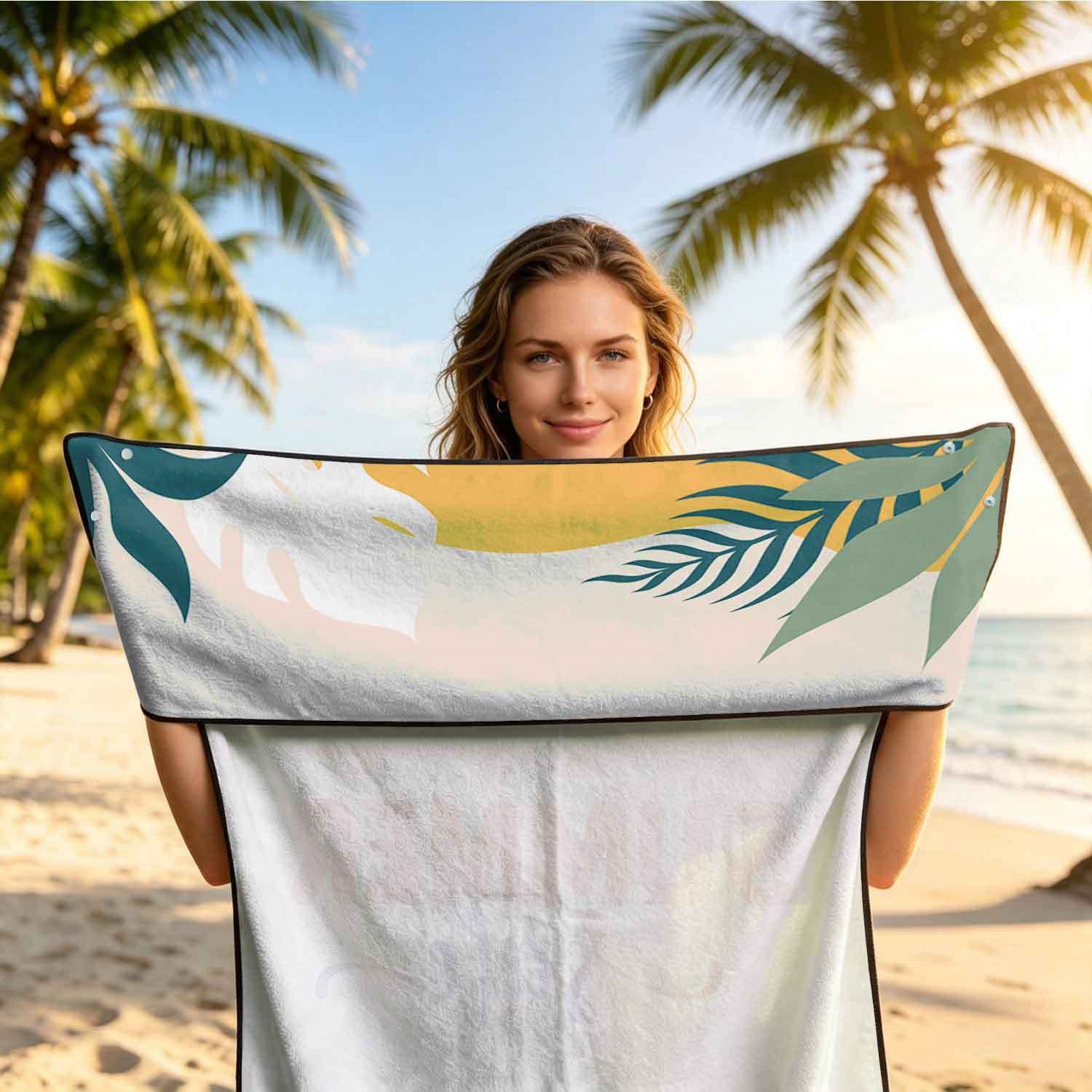 Summer bath towel and car seat cover 2-in-1, ultra-fine fiber outdoor beach and car dual-use universal seat cushion