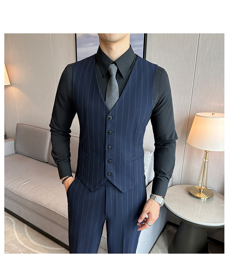 Heren pak gestreift double breasted slim fit voor bruiloft_voghion.com