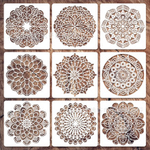 亚马逊跨境 Mandala 曼陀罗 镂空绘画模板 墙绘喷绘 圆形辅助绘画