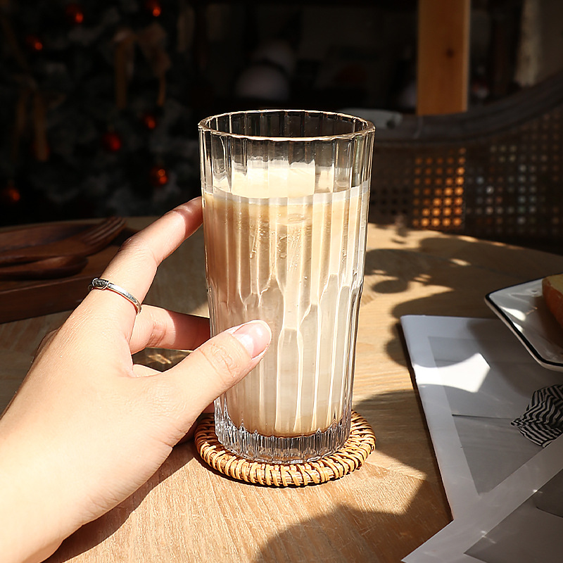 ins style glass cup juice cup cold drink cup replica pattern coffee cup milkshake cup