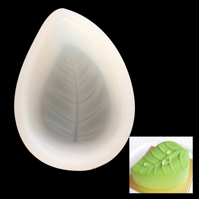 Tiktok mismo estilo 6 piezas hojas verdes mousse francés molde de silicona Matcha helado pastel molde para hornear