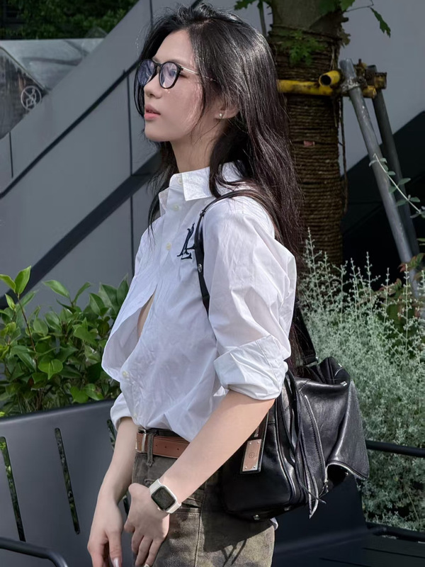 25新款拉夫韩式衬衫RL刺绣秋冬通勤时尚减龄职场简约风宽松上衣女|undefined