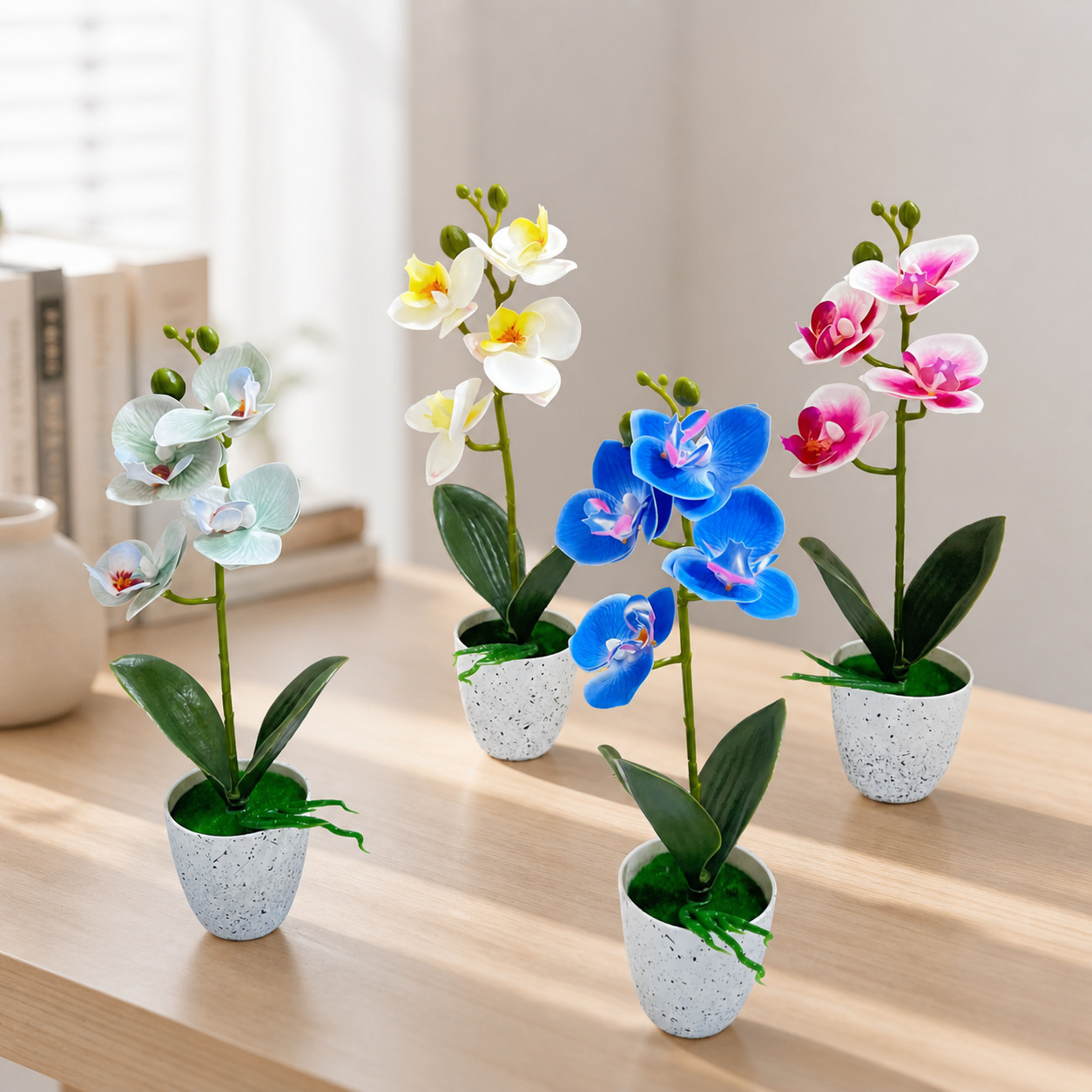 Orquídea mariposa simulación bonsai decoración del hogar verde flor falsa decoración de escritorio de oficina impresión 3D simulación de maceta image 4
