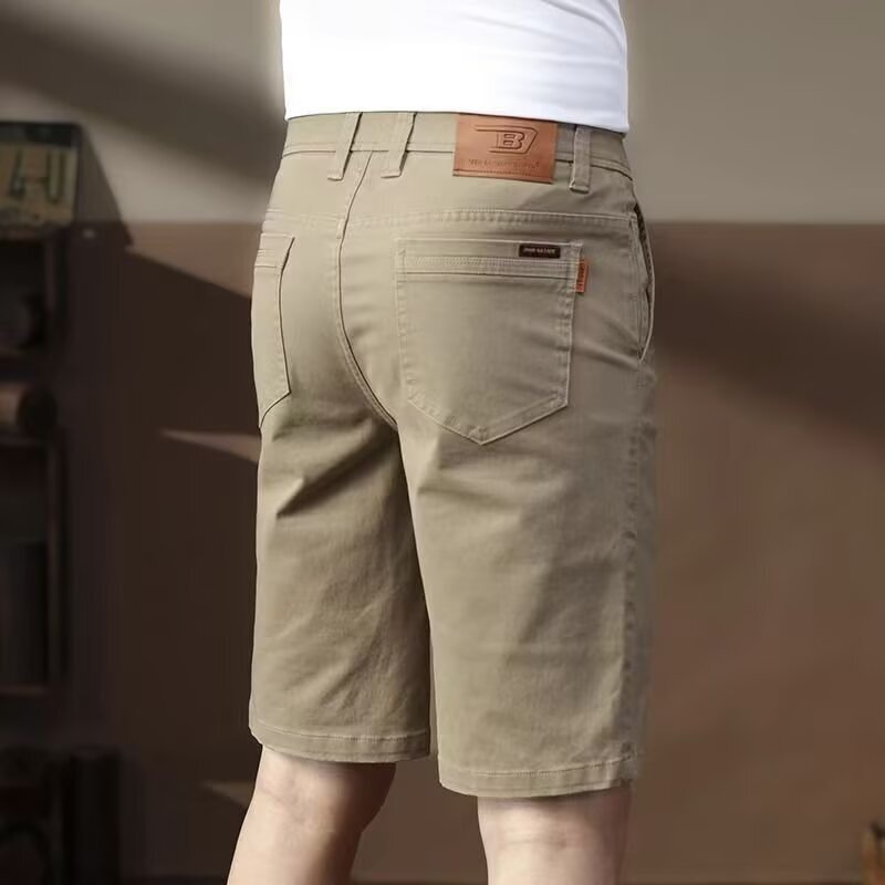 Cross-Border Summer New Cotton Casual Shorts Men's European and American Straight Slim Fit Five-Point Pants Large Size Solid Color Men's Workwear