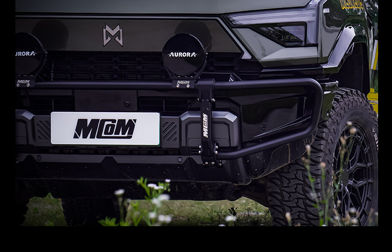 Mengshi M817 Aluminum Alloy Bull Bar Modified Front Bumper Cnc Precision Carved Anti-Collision Bar with Spotlight and Trailer Hook