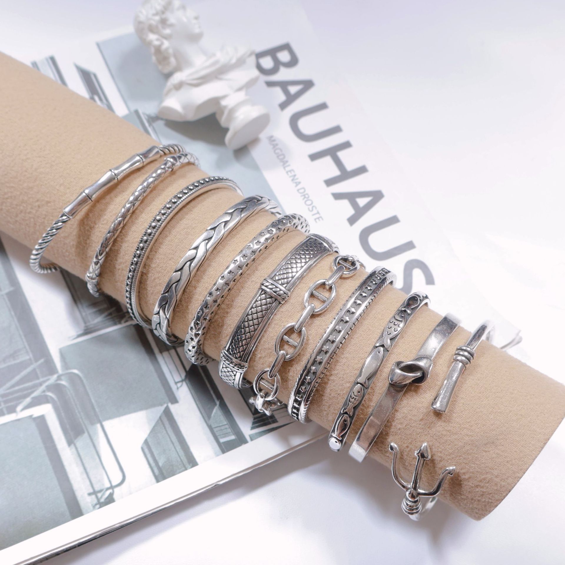 30g Weight Bangle Classification Basic Simple Style Geometric Thai Silver Bangles Wholesale