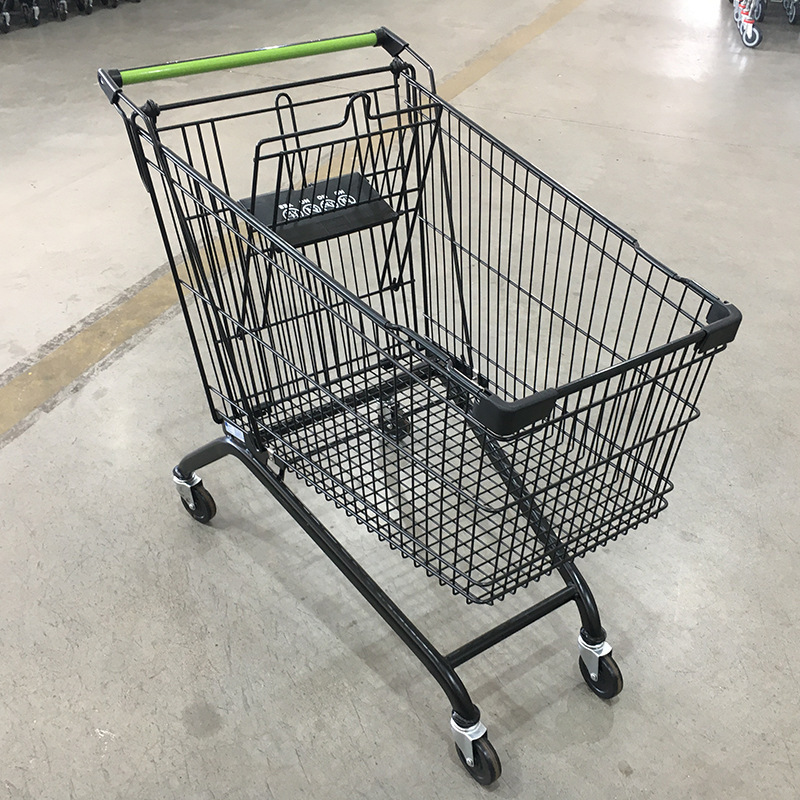 Carrito de Compras de Supermercado Estilo Europeo de 180L de Acero, para Supermercado y Almacén
