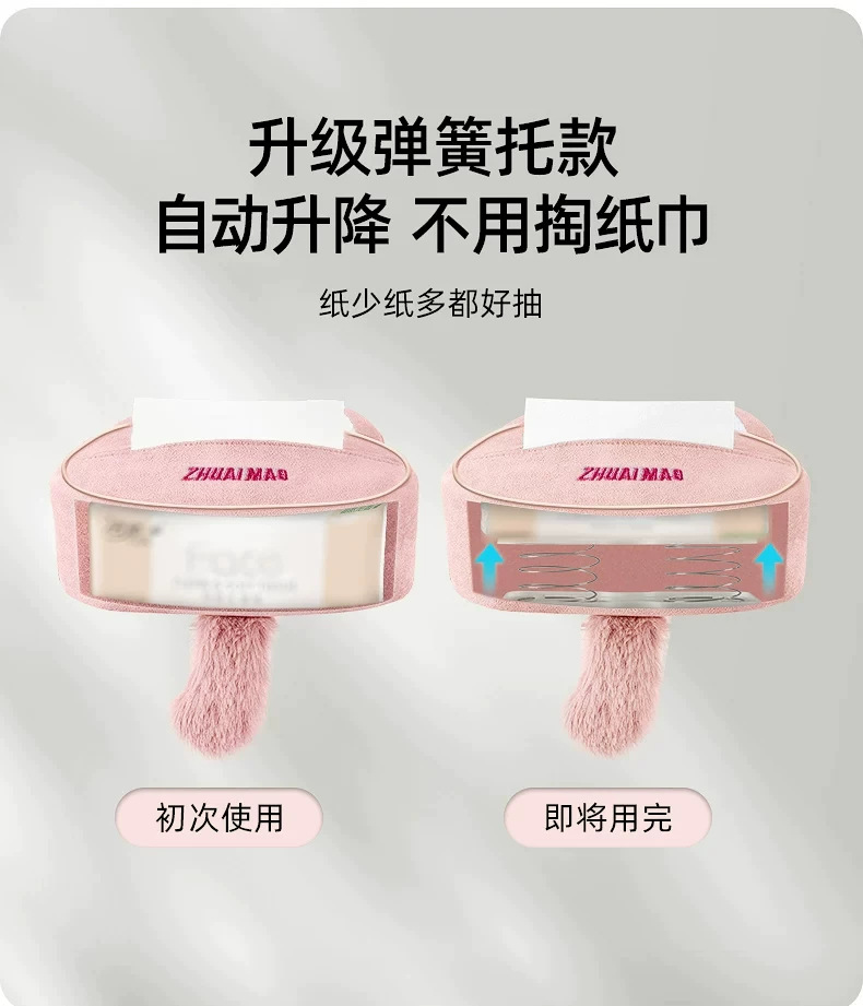 Car Tissue Box Car Cartoon Decorative Tissue Box Creative Cute Car Seat Back Hanging Armrest Box Tissue Box