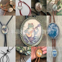 BANJO FROG BOLO TIE Zither Frog Polka Dot Tie Decorative Accessory