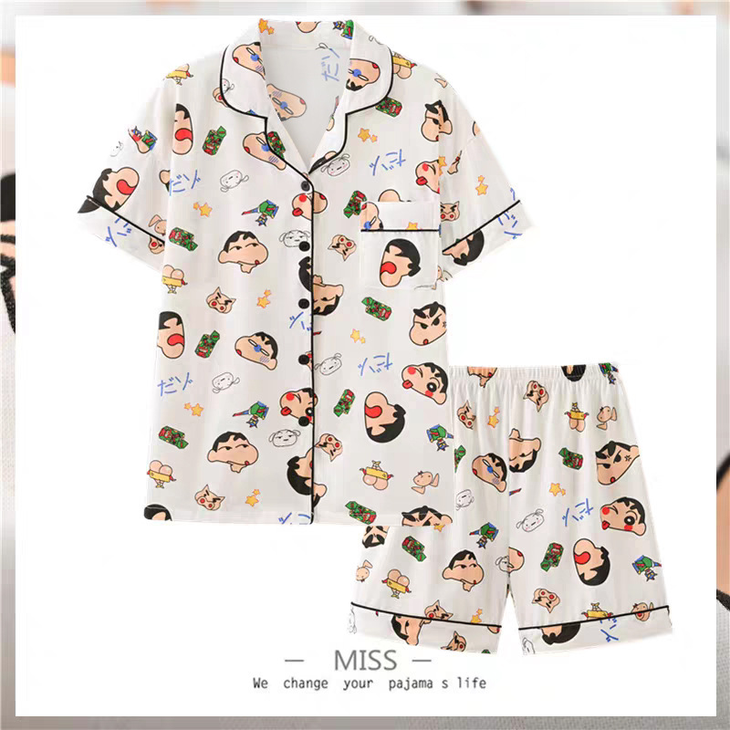 "Crayon Shin-Chan" Large Size Women's Pajamas Women's Summer Short-Sleeved Japanese Style Student Cartoon Cute Home Wear Set "Crayon Shin-Chan" Large Size Women's Pajamas Women's Summer Short-Sleeved Japanese Style Student Cartoon Cute Home Wear Set
