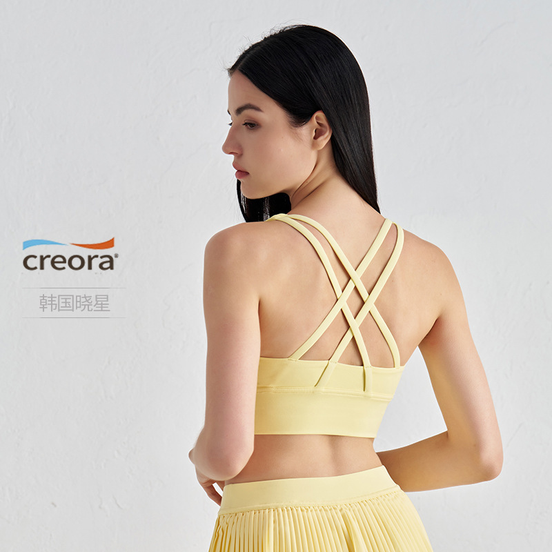 Nude Yoga Sports Bra Shock-Proof High-Intensity Fitness Bra Double-Sided Brushed Cross Back Yoga Vest for Women