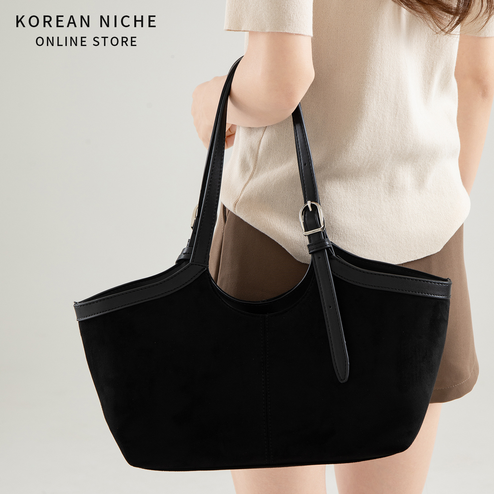 2025 Autumn/Winter New Suede Tote Bag For Women, Large Capacity Korean Style Niche Luxury Versatile Shoulder Bag Retro - Thumbnail 4
