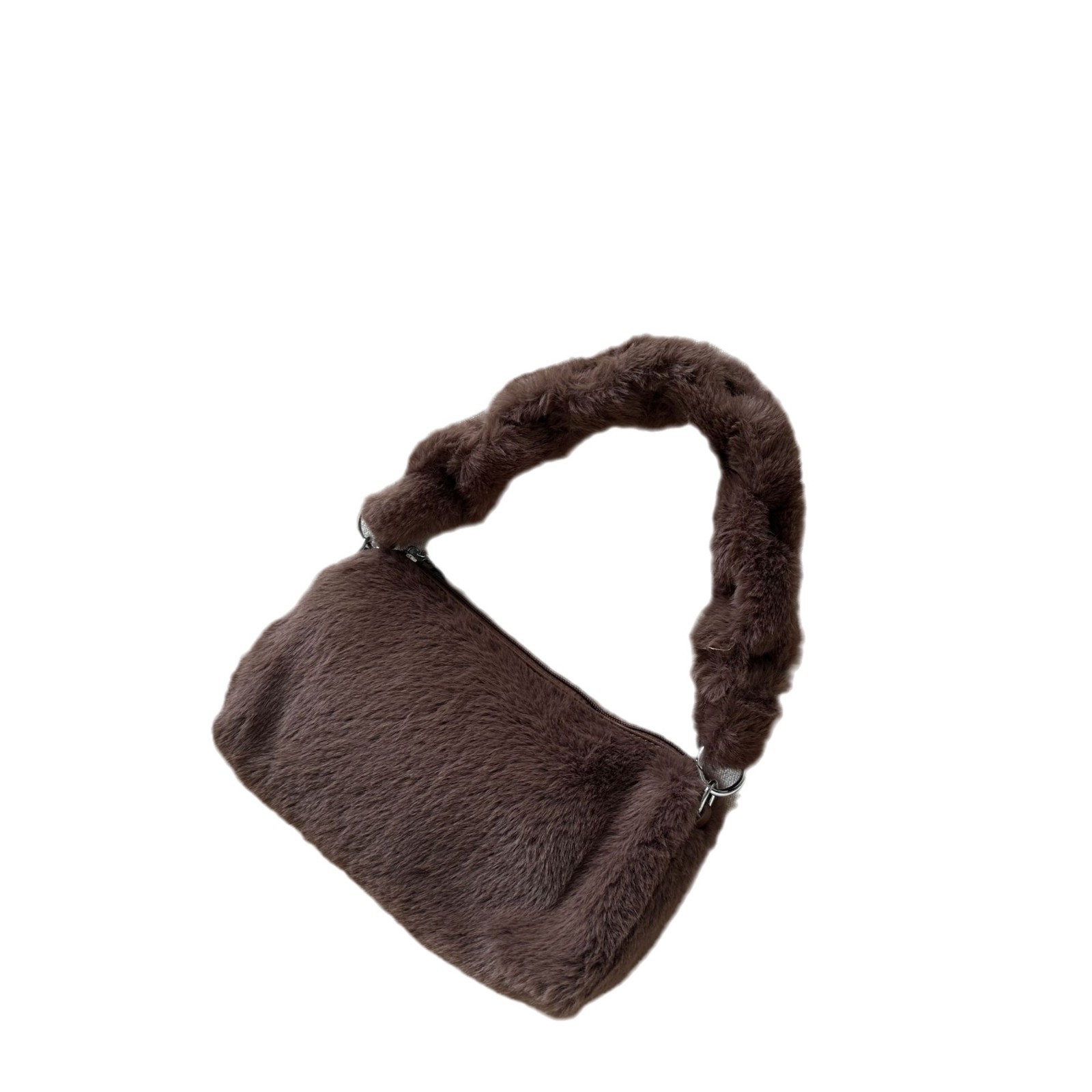 Bolso cuadrado pequeño con cremallera, lindo bolso de ins casual, todo fósforo, ligero, diseño de nicho, bolso de hombro diagonal de felpa de otoño