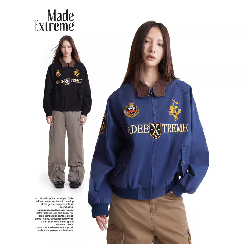 MADEEXTREME Assut Dyed Twill Cotton Vintage Street Premium Fall Mens Embroidered Detroit Jacket