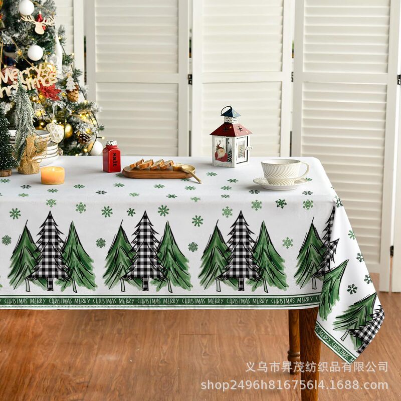 新しいクロスボーダードロップシッピングJITピーチスキンスクエアテーブルクロスクリスマス雪だるまクリスマスツリープリント装飾テーブル|undefined