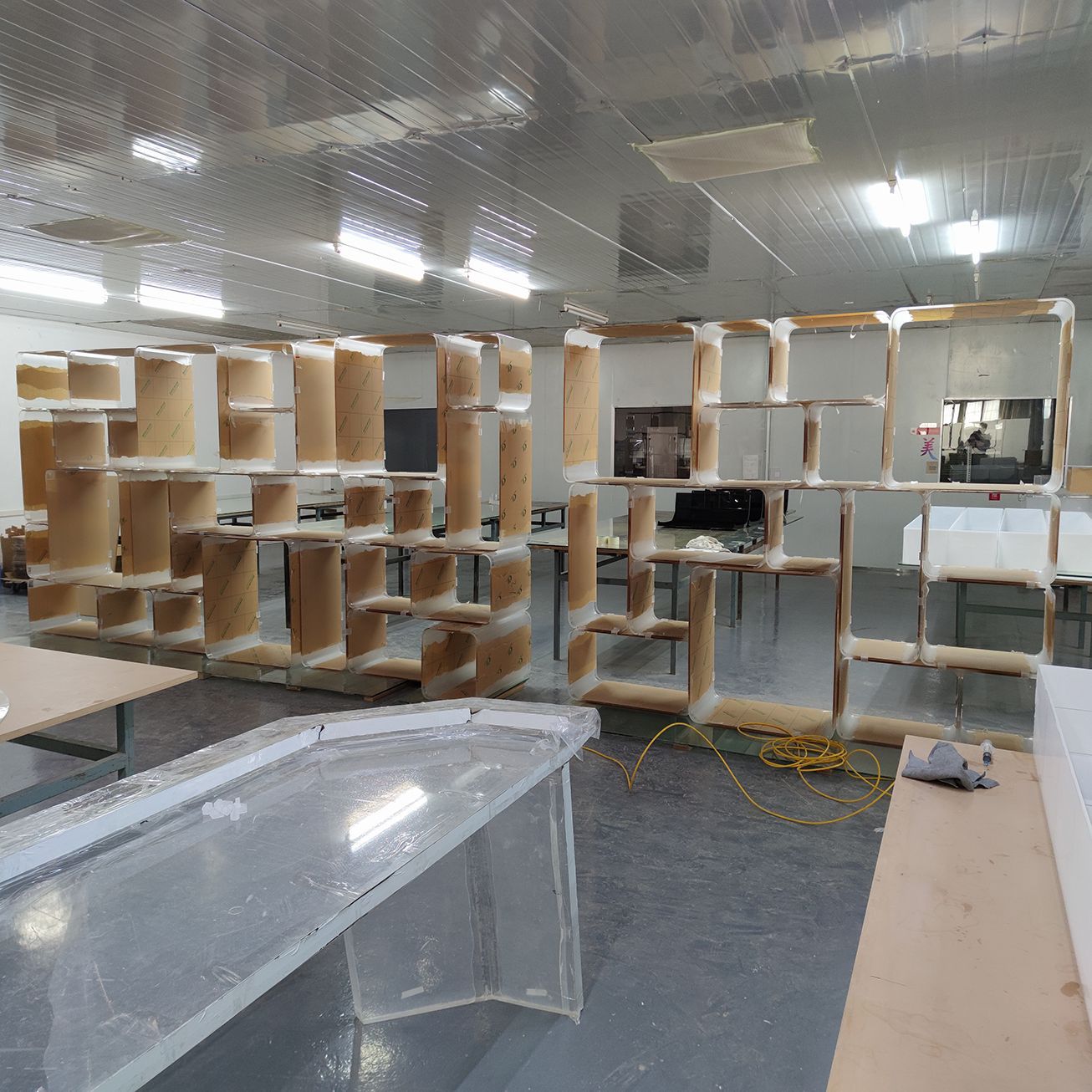 半透明磨砂亚克力组合展柜现代简约风多宝阁大型有机玻璃博物架