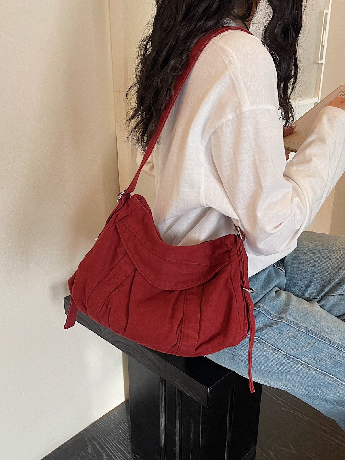 Bolso retro de gran capacidad para mujeres 2026 nuevo estilo lienzo de moda simple mochila de hombro para viajar bolsa de ocio image 3