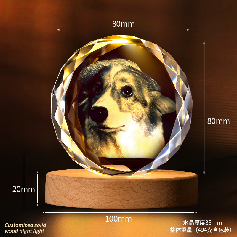 Nuevos productos transfronterizos, regalos de fotos de cristal creativos, personajes de mascotas personalizados, recuerdos, lámparas de cristal, decoración de escritorio