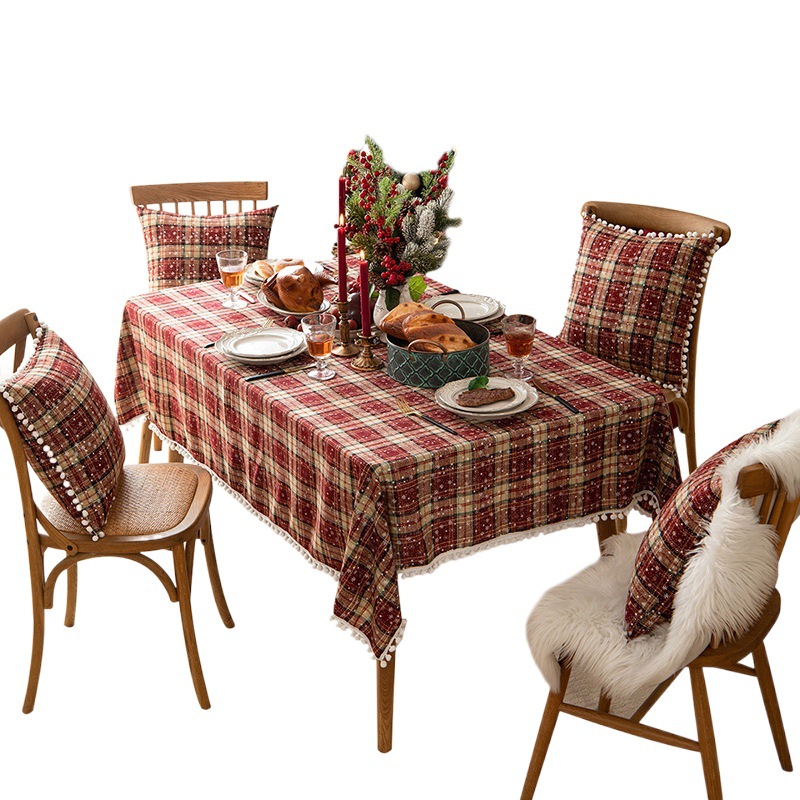 Mantel transfronterizo ins Festival de Navidad rojo americano simple Plaid Mesa Mat Hotel mesa de café paño decorativo mantel