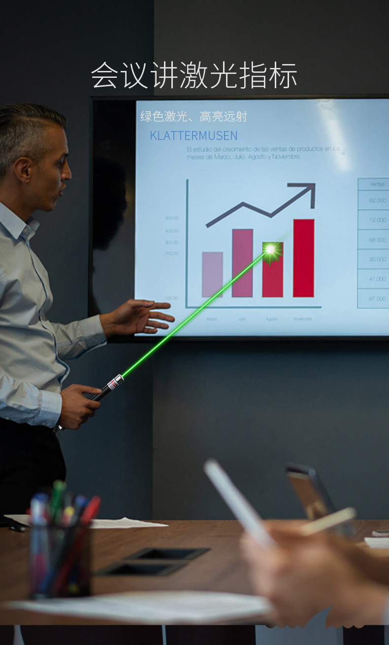 微笑鲨强光红外线沙盘售楼部指示笔 USB可充电逗猫棒激光手电筒详情3
