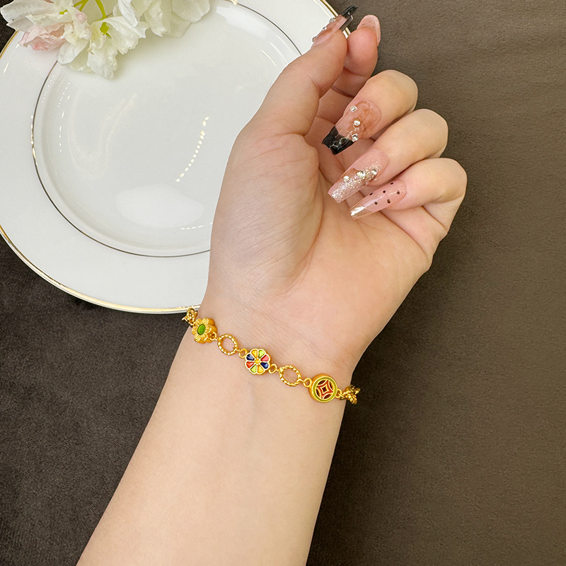 Nuevo estilo chino vietnamita estilo nacional retrógrado de arena flor de morera pulsera lujosa no se desvanece joyas de mujer