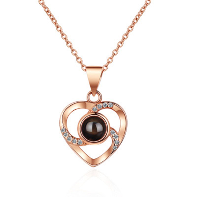 Fashion Heart Shape Sterling Silver Inlaid Gemstone Necklace 1 Piece display picture 1