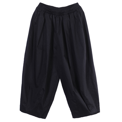 Spring and summer 2025 new women's Korean style loose large size artistic footballer pure color pocket bloomers for women