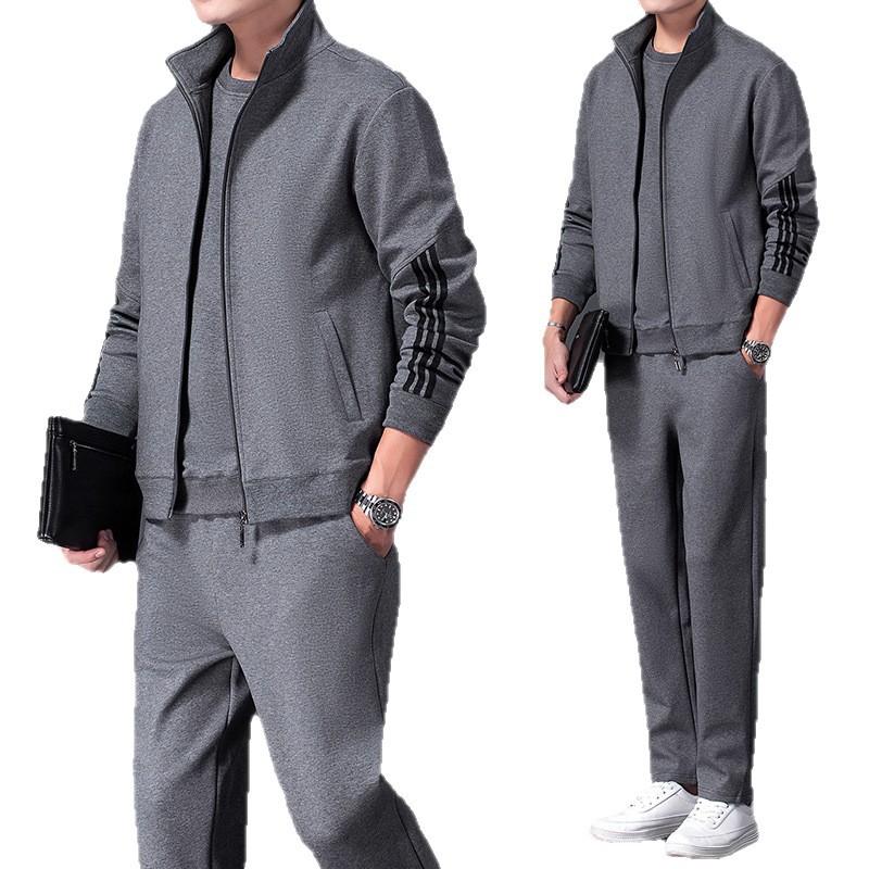 Trajes deportivos de tres barras transfronterizos de primavera y otoño ropa deportiva casual delgada de mediana edad papá dos pantalones recto