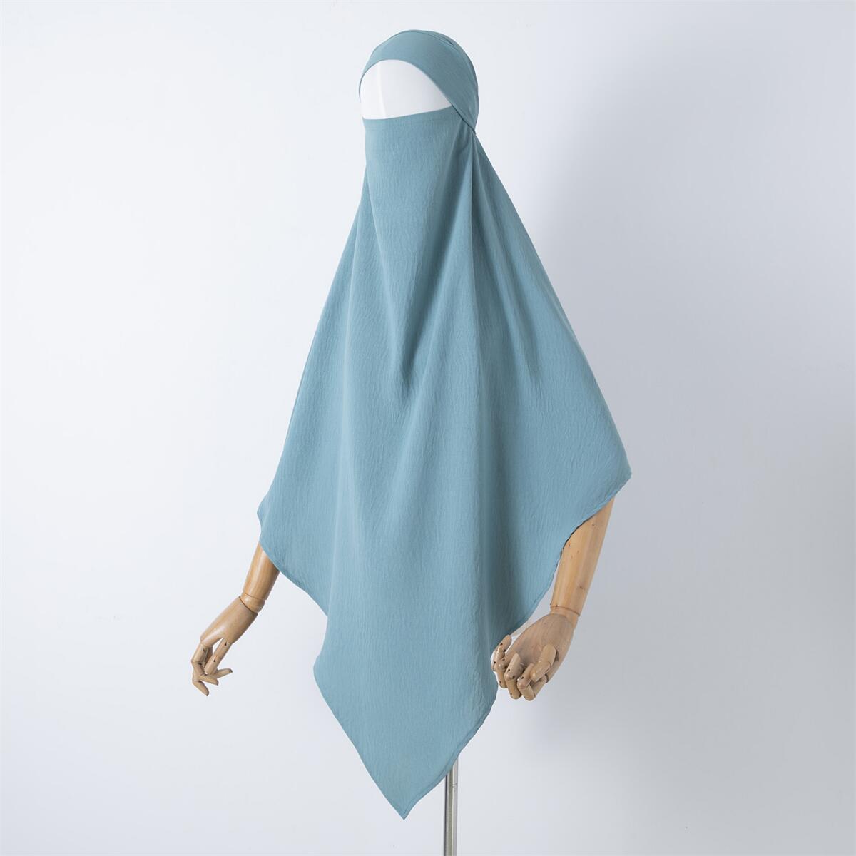 Damenbekleidung einfarbige Spitze Muslim Doppelschicht Kopftuch_voghion.com