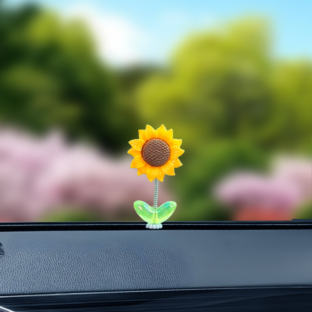Cute girasol de dibujos animados adornos de automóviles frescos flores en maceta consola central de automóviles decoración de automóviles eléctricos