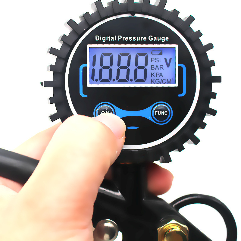 High-precision tire pressure gun for cars, LED liquid crystal night light display, electronic digital tire pressure gauge