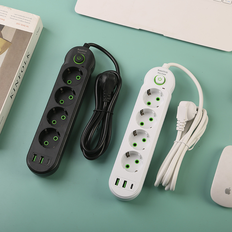 Interruptor de bolsa verde con conector USB + 1 tipo-c de conector