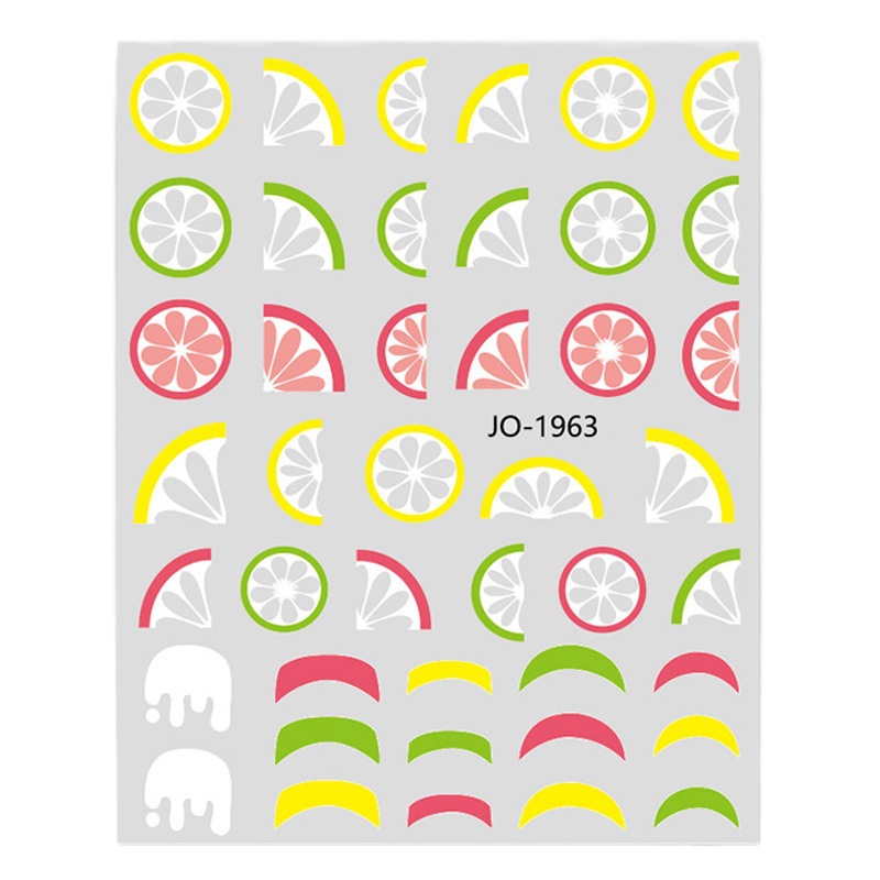 Pegatinas de uñas frescas de verano Red Verde limón cereza fruta melocotón fresco sandía pegatinas de uñas Nuevo