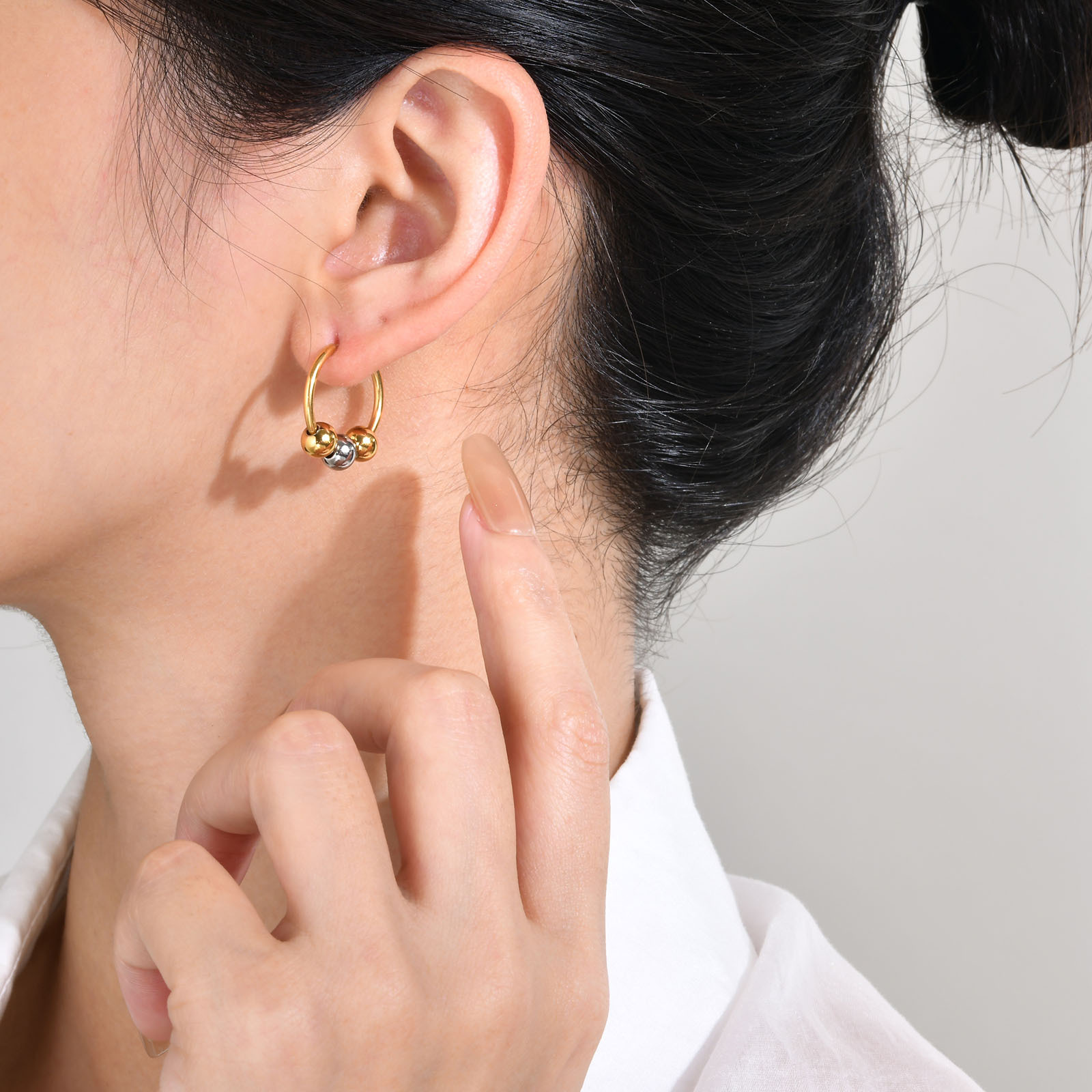 Ball Pattern Women'S Gender 1 Pair Simple Style Ball Plating 201 Stainless Steel Hoop Earrings